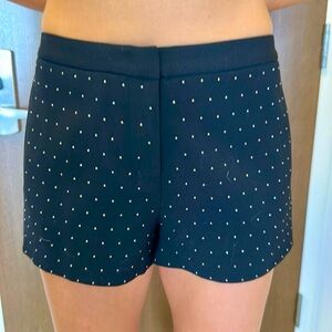 BCBG Maxazria Elegant Black Studded Shorts Pockets Hidden Button & Zipper w/Hook